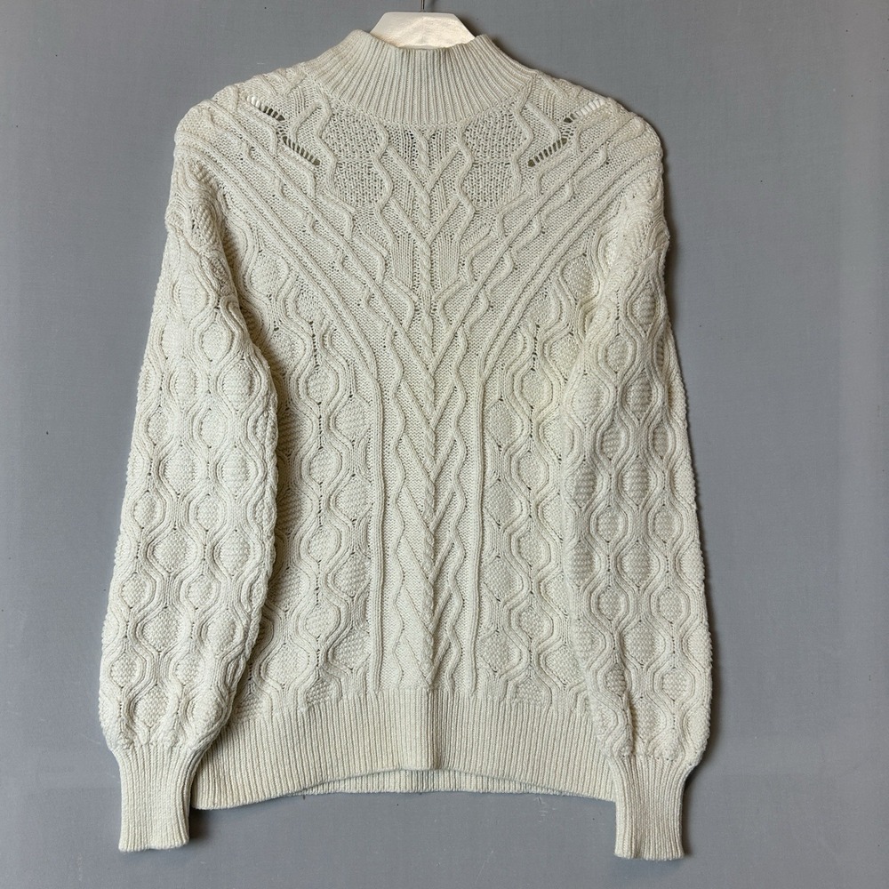 Talbots Top‎ Womens Petite Small Beige Sweater Cable Knit Pullover Cozy Warm